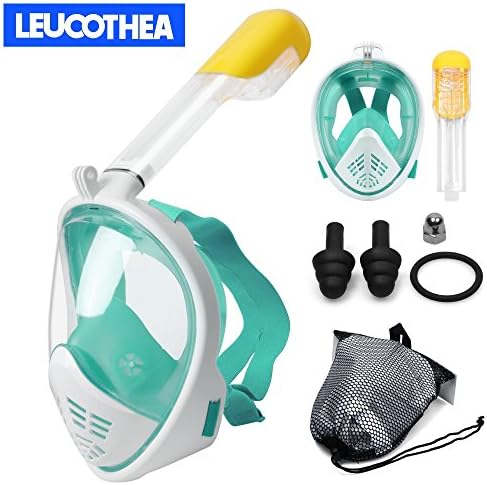 youbeautify Leucothea Free Breath Full Face Snorkel Mask 180 Degree Panoramic Wide View Dry Snorkel Scuba Anti-Fog Anti-Leak Design Diving Mask for GoPro Swimming
