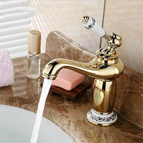 ADMLT European style basin single handle faucet basin sink hot and cold copper faucet ( Color : Gold )