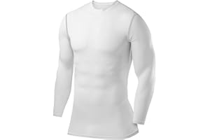 PowerLayer T-Shirt de Compression Manches Longues pour Football/Running - Tee-Shirt de Sport Col Montant/Col Rond pour Homme et Garcon