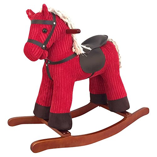 Sweety-Toys 6830 PARADISO Schaukelpferd rot super- süß, sehr edel CORD COTTON