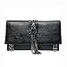 Produktbild WENDYRAY Schwarze Clutch-Handtasche für den Abend Quasten-Nietbeutel aus weichem Leder für Damen & Damen