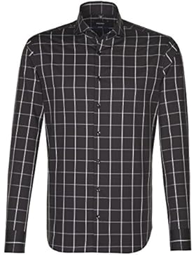 SEIDENSTICKER Herren Hemd Tailored Langarm Bügelfrei Karo Businesshemd Hai-Kragen Kombimanschette weitenverstellbar