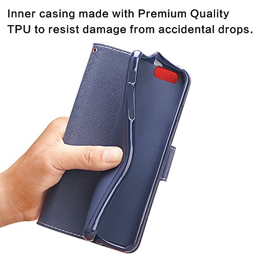 iPhone 6S Leather Case,iPhone 6 Leather Case, IPHOX Premium Folio Leather Wallet Case with [Kickstand] [Card Slots] [Magnetic Closure] [Hand Strap] Flip Notebook Cover Case for iPhone 6/6S -Red/Blue