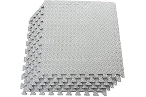 AJX PUSH THE LIMITS AJX BLack and Grey Large Soft Foam EVA Kids Floor Mat Extra Thick Interlocking, Multi Color Red Yellow Blue Green EVA Soft Foam Exercise Floor Mats 60x60x1.2cm (16 Mats(64 square feet), Grey)