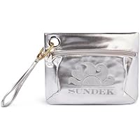 Sundek Pochette Donna In PU Bianca, Con Zip E Polsino, Misura 28x22x3 Cm, Perfetta Per Primavera Estate