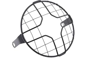 B Baosity Couvercle De Protection De Capot De Phare De Moto Universelle 7 Pouces Rétro Grill Grill, Métal (Noir)