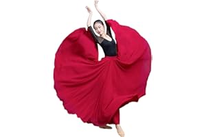 MISSMAO Donna Gonna da Ballo Danza del Ventre in Chiffon Doppio Strato Ruffles Gonna Performance di Danza Gonna Lunga Gonna Flamenco Grande Swing Costume Vestito Gonna