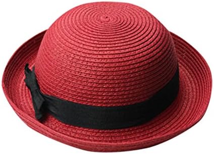 Women Ladies Bowler Cap Cute Woven Straw Beach Sun Hat
