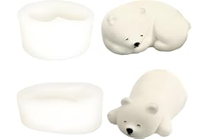WOPLAGYREAT Moldes Para Velas Silicona Molde 2 Piezas Hacer Caseras Animals Oso Polar 3D Kit Manualidades Moldesvelas Jjabones Artesanales Vela Aromatica Decoracion Hogar Salon