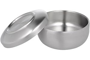 Anself Shaving Brush Bowl Stainless Steel Shaving Mug Cup Men's Barber Soap Bowl Face Cleaning Tool