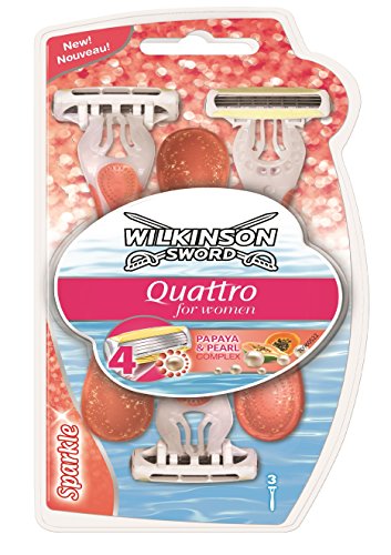 Wilkinson Sword Quattro For Women Sparkle Disposable Razors - 3 Pack