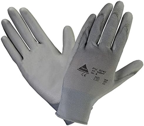strongAnt® - 1-12 or 100 Pairs - Professional work glove with soft PU coating, for mechanical engineering, demolition, renovation, assembly - Grey White Black, Size: 6 to 10
