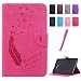 Produktbild Romtronic Lederhülle Leder Tasche Case Cover für Samsung Galaxy Tab A 10.1 2016 (SM-T580 \ SM-T585) Hülle PU Schutz Etui Schale Feather Muster Design Backcover Flip Cover Wallet Case mit Standfunktion Karteneinschub und Magnetverschluß (Magenta)