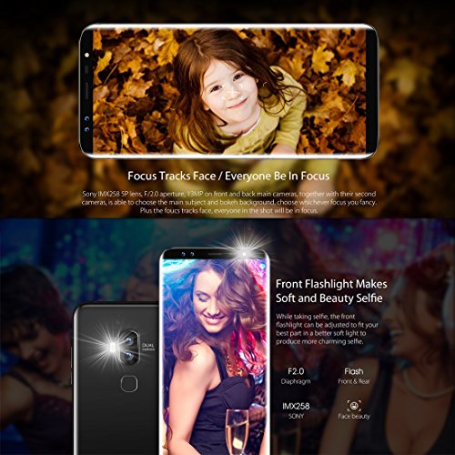 Blackview S8Â sbloccato smartphone 4Â GB + GB doppia fotocamera posteriore + Dual fotocamere anteriore identificazione delle impronte digitali 14,5Â cm Android 7.0Â MTK6750T Octa Core a 1.5Â GHz con 4Â G network, Dual SIM, OTG