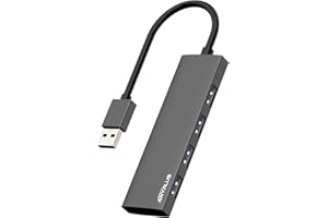 ANYPLUS USB Hub, 4 Puertos-Multicargador USB 3.0 Adaptador, Ultrathin Aluminium Alloy Ladron USB Extensor para PC, Ps5, Macbook, iMac, Surface Pro, Mac Pro, Memoria Flash, XPS（Negro）