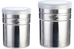 Gwolf Saupoudreuse Sucre Glace 2 Tailles Saupoudreuse Cacao en Acier Inoxydable, Tartineur en Acier Inoxydable pour Sucre en Poudre de Cacao en Poudre avec Couvercle