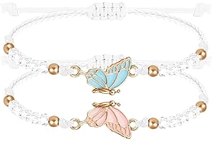 Irikdescia 2 regulowane bransoletki motylkowe BFF dla kobiet, bransoletki przyjaźni, bransoletki pasujące do motyli, prezent dla przyjaciela