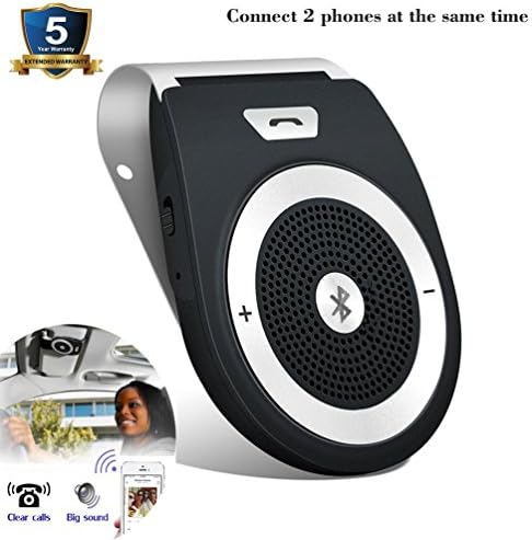 Tiansl Hands-free Bluetooth Sun Visor In-Car Speakerphone Car Kit Bluetooth 4.1 Version ,Wireless Connect 2 Smartphones same time,Built-in motion sensor Auto On/Off,Suitable for iPhone, Android And Tablets (BLACK)