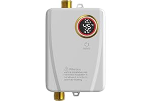 LIROPAU Elektroniczny podgrzewacz wody do kuchni, 220 V, 3500 W, elektryczny podgrzewacz wody, bezzbiornikowy mini podgrzewacz wody ze wskaźnikiem temperatury LED, elektryczny, natychmiastowy, mały,