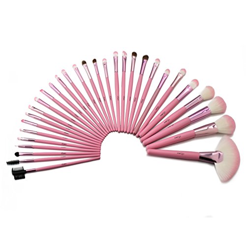 Glow 30 teilig Make-up Pinselset (rosa Etui) + Tasche - 3