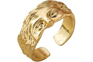 Auriselle Anello da Uomo Regolabile Maschera di Venere Vintage Viking Retro Aperto Anello da Pollice Gotico Gioielli Regali per Uomini Ragazzi Padre, Argento/Oro