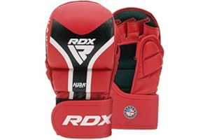 RDX Grappling Gloves MMA Shooter T17 – Maya Hide Leather Kalix Skin, IMF Foam, EVA-Lution Padding, Padded Thumb, Quick-EZ Strap, Breathable Lining – Sparring & Training Gloves