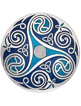 Handgemachte Keltische Triskele Doppel Schatten blau rund geformten Brosche