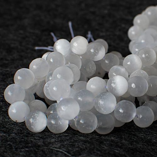 Grade A Natural Selenite (White) Semi-Precious Gemstone Round Beads - 10mm - 15.5" Strand