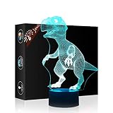 ☛ Lámpara con ilusión óptica 3D de dinosaurio. Ideal como regalo de iluminación LED.