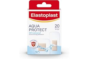 Elastoplast Aqua Protect Plasters (20 Strips), 100% Waterproof for Swimming/Bathing, Strong Adhesion non-stick Wound Pad, Flexible and Breathable Plasters, Transparent and Discreet plasters, Clear
