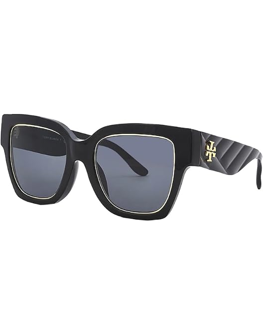 Tory Burch TY 7201U 198887 Black/Ivory Plastic Irregular Sunglasses Grey Lens Tory Burch TY 7201U 198887 Womens Irregular Sunglasses Black  main image 2