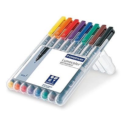 Staedtler feutres permanents Lumocolor, 8 couleurs assorties en étui chevalet Staedtler, 318 WP8