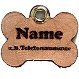 Anhänger Knochen fürs Halsband personalisiert ECHTES LEDER! Hundemarke ohne geklimper! f. Hundehalsband Katzenhalsband Kette DogTag