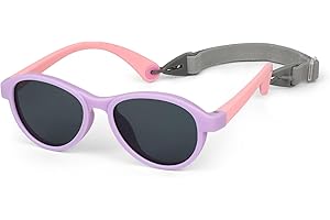 HIFOT Lunette Soleil Bébé de 0 à 3 Ans, Protection UV Lunettes de Soleil Polarisées pour Bébé avec Cordon Lunettes, Silicone Flexible Lunettes Soleil Bébé, Lunette de Soleil Enfant Bébés Filles Garçons