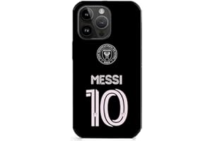 EZB Custodia per iPhone a tema Lionel Messi, custodia flessibile in bianco e nero, assorbe gli urti, custodia Messi Inter Miami 10 (iPhone 16)