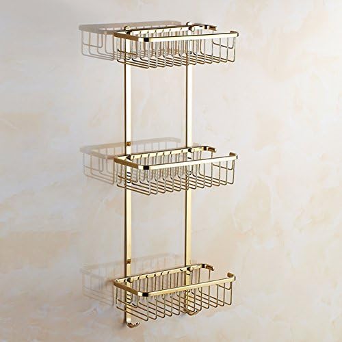 Copper and gold-mounted baskets/Rectangular basket/Bathroom double racks/European-style bathroom corner rack-C