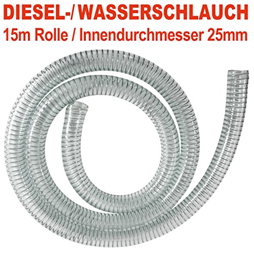 Preisvergleich Produktbild 1" (15m) SCHLAUCH WASSERSCHLAUCH DIESEL SCHLAUCH PUMPENSCHLAUCH GARTENSCHLAUCH SPIRALSCHLAUCH SAUG- / DRUCKSCHLAUCH für DIESEL PUMPE HEIZÖL PUMPE WASSERPUMPE