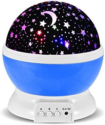 NATIOALMATER 360 Degrees of Moon Star lighting Lamp, Romantic Lamp, 3 Romantic Modes Night Light, Bedroom Lamp for Children, Christmas Gift - Blue
