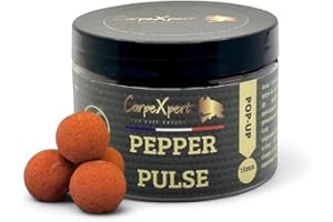 CarpeXpert - Pop-up Pepper Pulse - 15mm - Bouillette Flottante Boosté & Hyperprotéiné - Diffusion Continue sur 22h+ - 50g - Appât de pêche à la Carpe