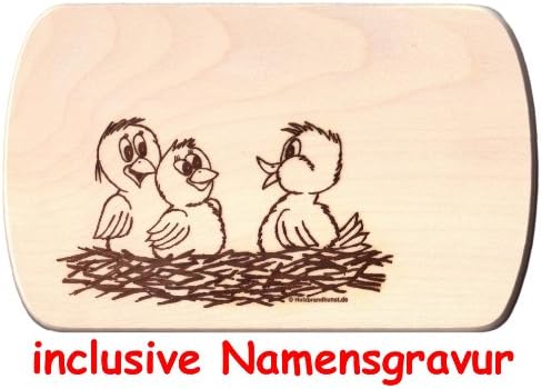 'Sticky Jam Breakfast Board "Swallow Bird in a Nest Wooden Boards 24 x 15 cm Single Piece Includes Name Engraving Vesper Board/