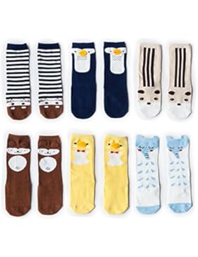 VWU Baby stulpen Unisex Mädchen Jungen Lang Knie Socken Anti Rutsch Baumwolle Strümpfe 6er Pack