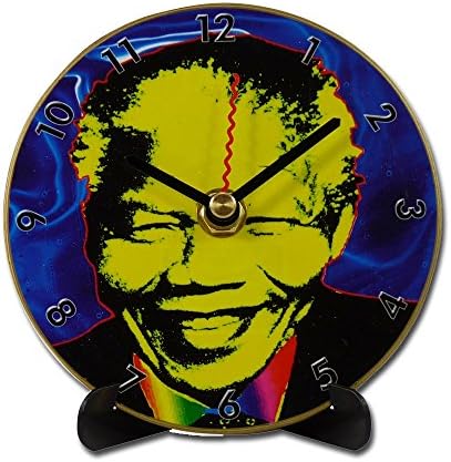 Mini LP table clock "Nelson Mandela", blue