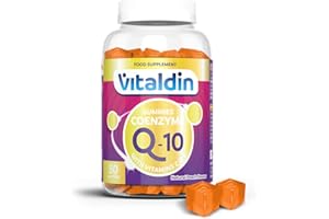 VITALDIN Coenzyme Q10 Gummies – 200 mg CoQ10 per Serving – 50 Chewable Gummies (1 Month Supply), Peach Flavour – Beauty Supplement – Antioxidant – Gluten Free