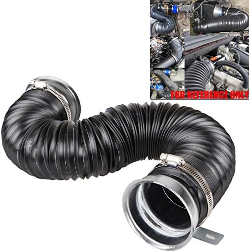 Ambience Universal 76mm 3" Adjustable Flexible Cold Air Intake System Duct Induction Extensible Pipe Tube Black Hose (Sliver)