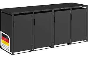 STEELSØN Thoria Mülltonnenbox 4er bis 240L – Mülltonnenverkleidung aus Stahl in Graphitschwarz – hochwertige Müllcontainer für 4 Tonnen – Müllbox wetterfest – UV-beständige Gerätebox/Mülltonnen Box