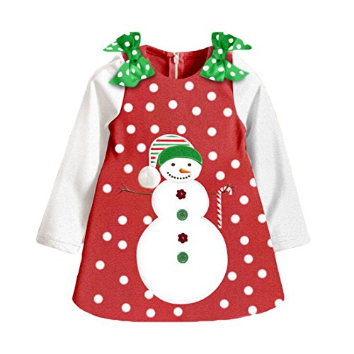 Happy Cherry Baby Kids Child Toddler Little Girls Cute Christmas Snowman Costume Long Sleeve Skirt Clothing Party Dress
