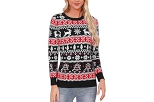 Gyabnw Jersey Navidad Familia Hombre y Mujer Suéter de Navidad Redondo Pullover de Punto de Navidad Clásico Sweater Lindo Suéter Navideño para niña∋ños Parejas para Otoño Invierno