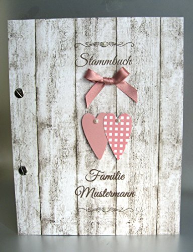 Stammbuch bedruckt mit Namen 10036 Holzoptik altrosa A5 passend zum Gästebuch