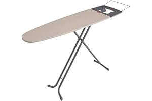 Rayen Gama Premium - Tabla con soporte para la planchar y porta - perchas, Gris Y Beige, 120 x 41 cm