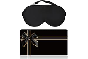 YUNCHI 100% jedwabna maska do spania, dla kobiet i mężczyzn, wygodne, z satyny organicznej, jedwabne, jedwabne, 19 momme, materiał opaskowy na oczy do spania (czarna)